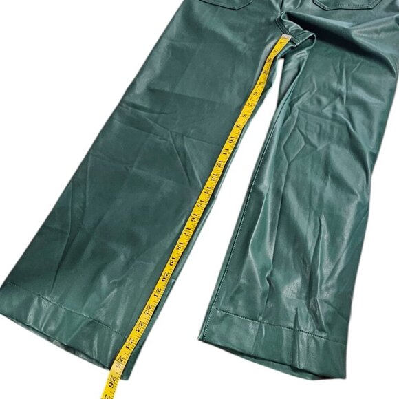 Anthropologie Maeve The Colette Crop Wide Leg Pant, Faux Leather, Green, 28 - Picture 7 of 9